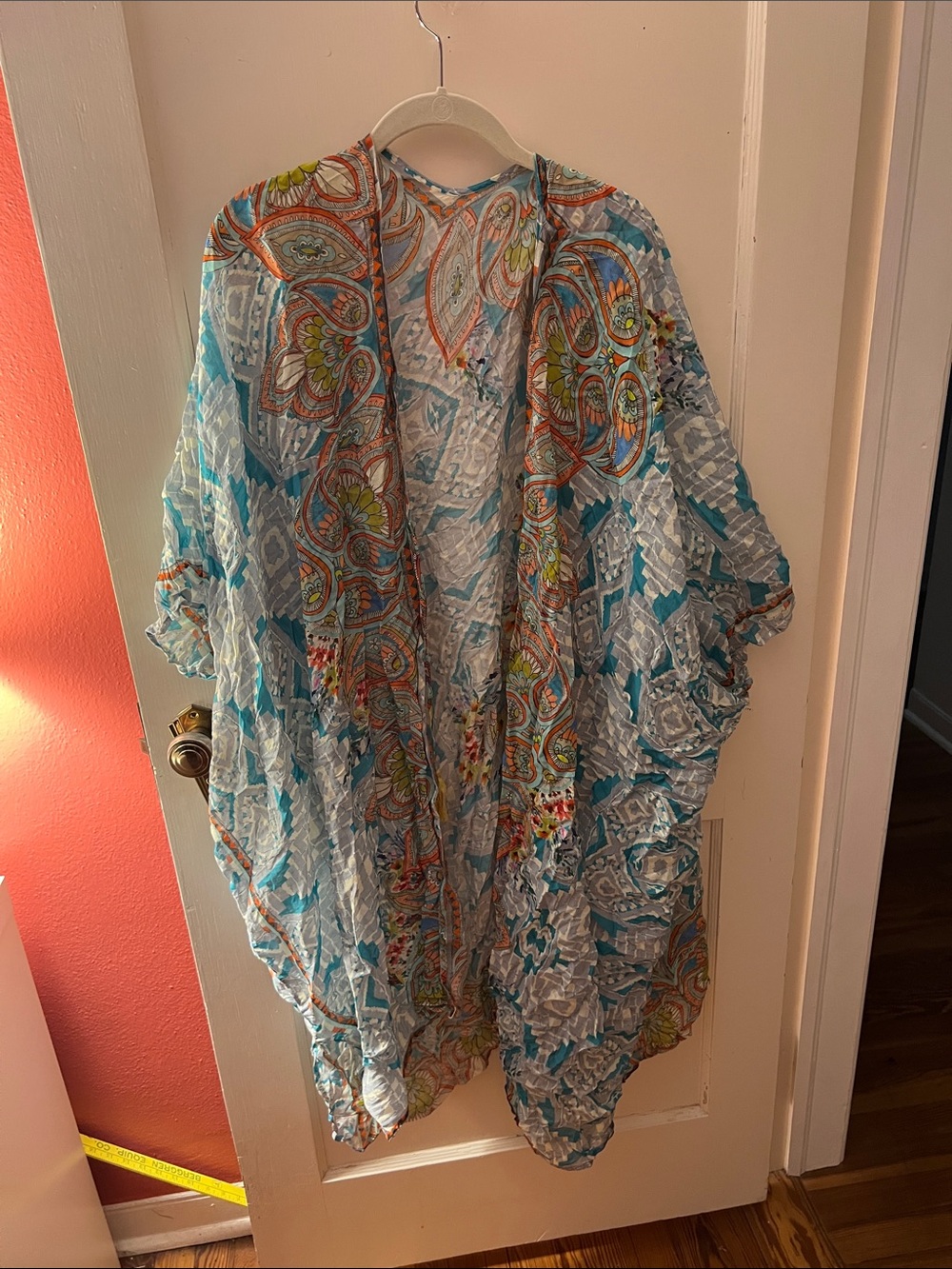 Johnny Was Light Blue Multicolor Paisley Swim Coverup